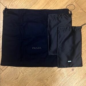 Prada Black fabric dust bag for purse and.Nylon Drawstring Dust Bag for shoes
